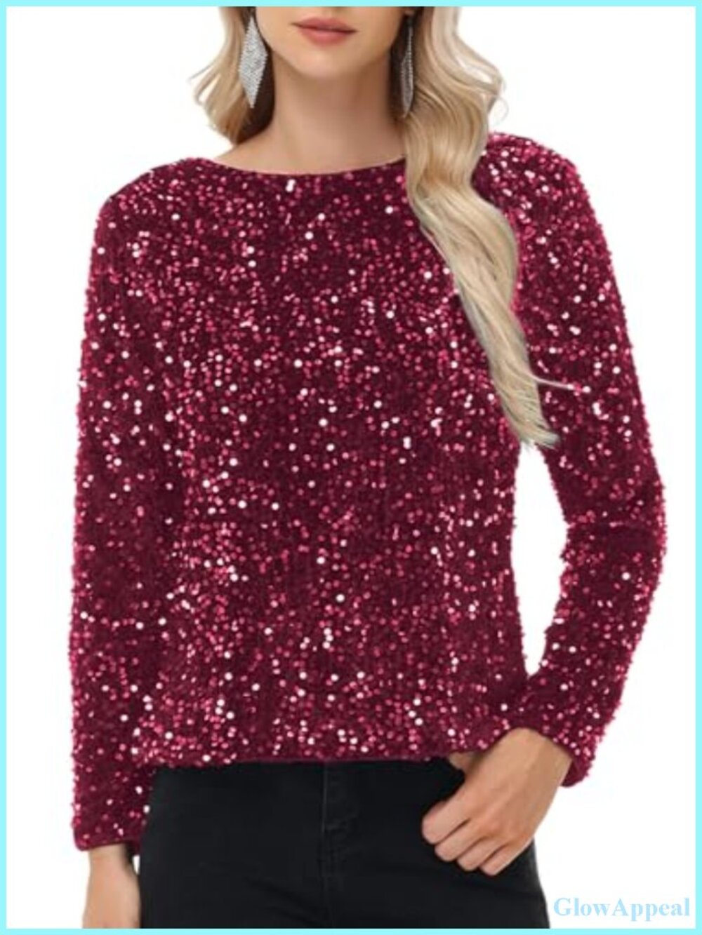Sequin Long Sleeve Glitter Evening Party Blouse Top